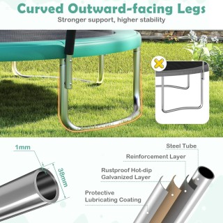 Costway  Πράσινο Στρογγυλό Τραμπολίνο Κήπου Ø305cm με Σκάλα και Δίχ...