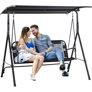 BAKAJI Κούνια Κήπου 3 Θέσεων με Ρυθμιζόμενη Οροφή 172x110x155cm Μαύ... BAKAJI Κούνια Κήπου 3 Θέσεων με Ρυθμιζόμενη Οροφή 172x110x155cm Μαύ...