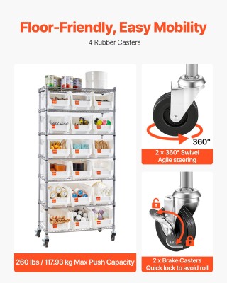 VEVOR 7-Επίπεδη Ράφι Αποθήκευσης με Ρόδες και 18 Κάδους Οργανωτές K... VEVOR 7-Επίπεδη Ράφι Αποθήκευσης με Ρόδες και 18 Κάδους Οργανωτές K...