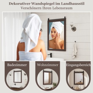 Ορθογώνιος Καθρέφτης με Ξύλινο Πλαίσιο σε Σκούρο Καφέ 76 x 56 x 1,4... Ορθογώνιος Καθρέφτης με Ξύλινο Πλαίσιο σε Σκούρο Καφέ 76 x 56 x 1,4...