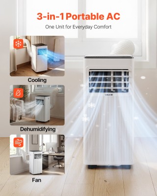 VEVOR Φορητό Κλιματιστικό 7000 BTU / 2 kW 3 σε 1 με Οθόνη Αφής LED,...