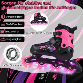 Costway Παιδικά ρυθμιζόμενα πατίνια inline 4 μεγεθών με φωτιζόμενες...