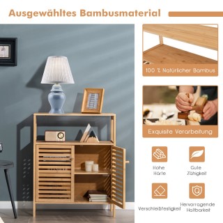 Costway Ντουλάπι Μπάνιου από Μπαμπού με Αποθηκευτικό Χώρο και Αφαιρ...