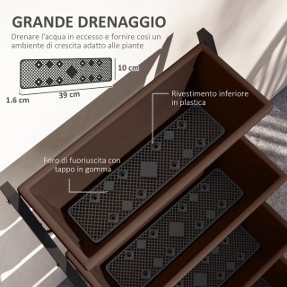 Outsunny Κάθετος Φυτοστάτης 5 Επίπεδων με 5 Γλάστρες με Οπές Στρ. Υ...