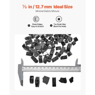 VEVOR Μαύροι Γυάλινοι Βότσαλοι για Τζάκι και Τραπέζι Φωτιάς - 10 Λί...