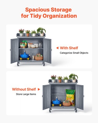 VEVOR Ξύλινος Πάγκος Κηπουρικής Εξωτερικού Χώρου με Γαλβανισμένη Σι...