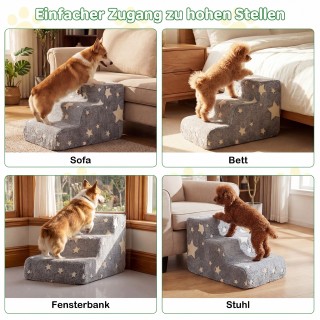 Costway Φωσφορίζουσα Αφρώδης Σκάλα 3 Σκαλοπατιών για Σκύλους με Πλε...