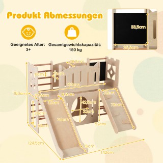 Costway 8-σε-1 Ξύλινη Εσωτερική Παιδική Χαρά με Τσουλήθρα, Σκάλα Αν...