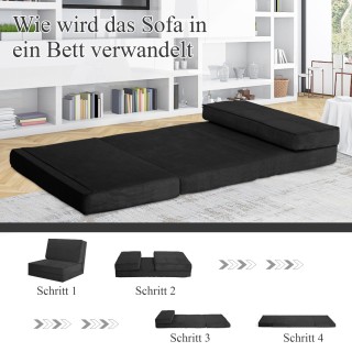 Costway Πτυσσόμενος Καναπές-Κρεβάτι με 5 Θέσεις Πλάτης σε Μαύρο Χρώ...