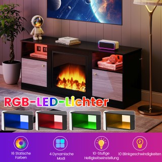 Costway Τηλεοπτικό Ντουλάπι με LED Φωτισμό για Τηλεόραση 65 με Ρυθμ...