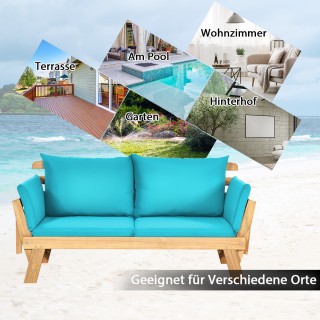 Costway Καναπές-κρεβάτι εξωτερικού χώρου από ξύλο ακακίας 198 x 75 ...