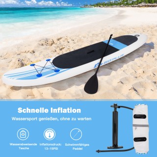 Costway Σετ Φουσκωτής SUP Σανίδας Κυανό-Λευκή 305x76x15εκ SP37467-M