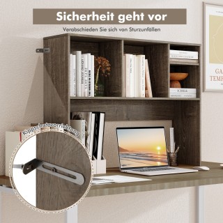 Costway Γκρι Επιτραπέζια Ραφιέρα Γραφείου με 4 Θέσεις Βιβλιοθήκης 7...