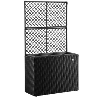 BAKAJI  Μαύρη Ζαρντινιέρα με Πλέγμα από Πολυρατάν 3 Δοχεία για Φυτά...