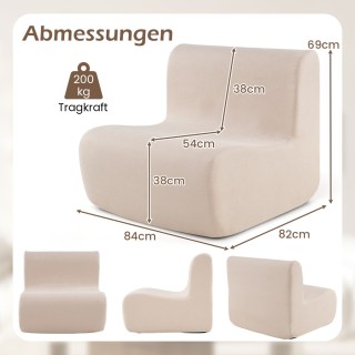 Costway Καθιστικό Δαπέδου με Πλάτη & Μαλακό Βελούδο & Εργονομική Υπ...