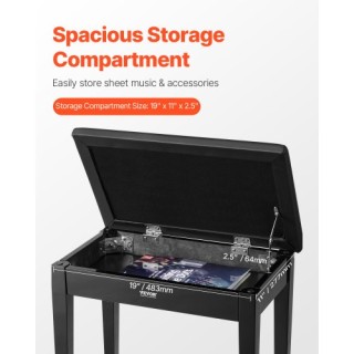 VEVOR Πιάνο Πάγκος Πληκτρολογίου Αποθήκευση Μαξιλαρωμένο Κάθισμα Ξύ...