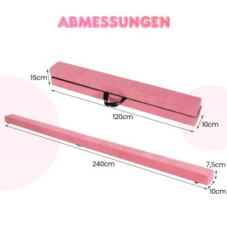 Costway Κανατάκι Πτυσσόμενο Ισορροπιστής 240cm Με Λαβή, Ροζ FH10129FS