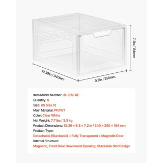 VEVOR Διαφανή Λευκά Στοιβαζόμενα Κουτιά Παπουτσιών 6 τεμ Μέγεθος U... VEVOR Διαφανή Λευκά Στοιβαζόμενα Κουτιά Παπουτσιών 6 τεμ Μέγεθος U...