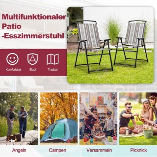 Costway Πτυσσόμενη Καρέκλα Βεράντας με Ελαστική Επιφάνεια και Μεταλ...