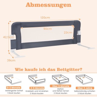 Costway  Πτυσσόμενο Κάγκελο Κρεβατιού με Ρυθμιζόμενους Ιμάντες 150 ...