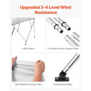 VEVOR Σκίαστρο Σκάφους 4 Τόξων 96 x 54 Ανοιχτό Γκρι 4GCYZYP96859KSM... VEVOR Σκίαστρο Σκάφους 4 Τόξων 96 x 54 Ανοιχτό Γκρι 4GCYZYP96859KSM...