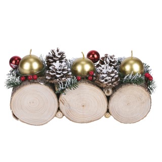 Galileo Χριστουγεννιάτικη βάση κεριών από ξύλο λεύκας με 3 φλόγες, ...