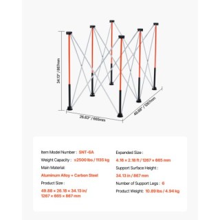 VEVOR Φορητή Πτυσσόμενη Βάση Εργασίας 1267 x 665 mm 1135 kg BXSGZTP...