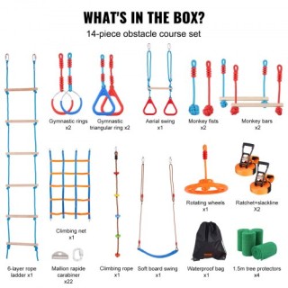 Πίστα Ninja Warrior 2x60 ft με 14 Εμπόδια για Παιδιά - VEVOR  RZX60...