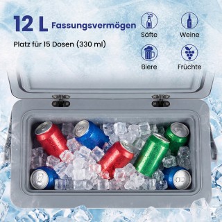 Costway Φορητό ισοθερμικό ψυγείο σκληρού κελύφους 12 L με άνετη λαβ...