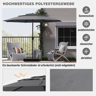 Costway Αντιανεμική Γκρι Ομπρέλα Κήπου με Μανιβέλα 3 Επιπέδων NP123... Costway Αντιανεμική Γκρι Ομπρέλα Κήπου με Μανιβέλα 3 Επιπέδων NP123...