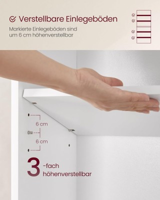 VASAGLE Λευκή Σκανδιναβική Βιβλιοθήκη με Ρυθμιζόμενα Ράφια 60x24x17...