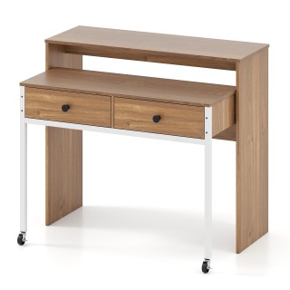 Costway Επεκτάσιμο Γραφείο Υπολογιστή με 2 Συρτάρια & Ρόδες, 100 x ...