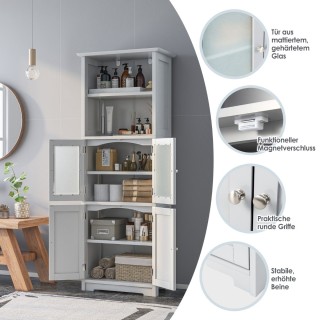 Costway  Υψηλός Αποθηκευτικός Ντουλάπι 163 εκ. με Ρυθμιζόμενα Ράφια...