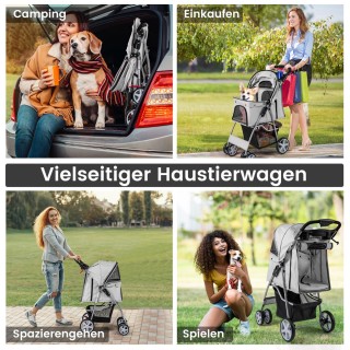 Costway Καρότσι Κατοικιδίων με Δίχτυ & Θήκη Ποτηριού & Ρυμουλκούμεν...