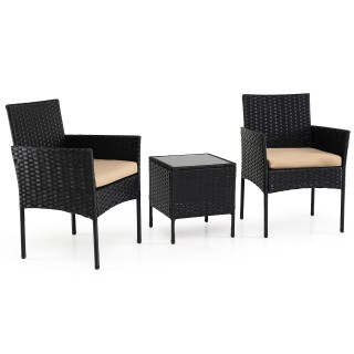 Costway Σετ επίπλων μπαλκονιού 3 τεμαχίων από ρατάν με 2 καρέκλες κ... Costway Σετ επίπλων μπαλκονιού 3 τεμαχίων από ρατάν με 2 καρέκλες κ...