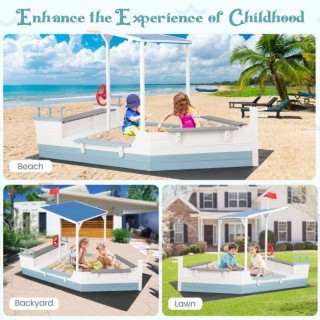 Costway Ξύλινο Καράβι Παιδική Άμμος με Στέγη, Σημαία & Τιμόνι TP103... Costway Ξύλινο Καράβι Παιδική Άμμος με Στέγη, Σημαία & Τιμόνι TP103...