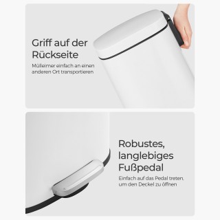 SONGMICS Κάδος Απορριμμάτων Κουζίνας 30L με Πεντάλ, Λευκός, TB03WT&... SONGMICS Κάδος Απορριμμάτων Κουζίνας 30L με Πεντάλ, Λευκός, TB03WT&...