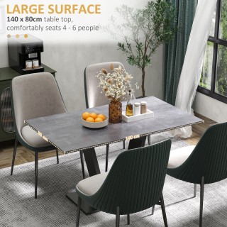 Τραπέζι φαγητού HOMCOM για 4-6 άτομα με μάρμαρο εφέ και βάση από ατ...