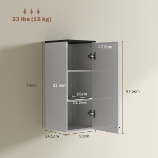 HOMCOM  Ντουλάπι Μπάνιου Τοίχου με 3 Ράφια και Ρυθμιζόμενα Ράφια, 3...