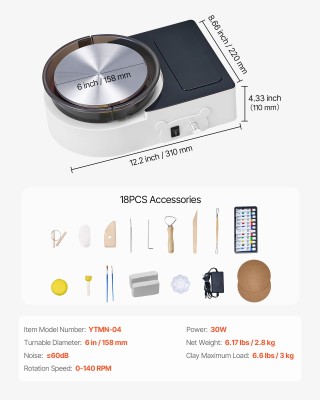 VEVOR Ηλεκτρικός Μίνι Τροχός Αγγειοπλαστικής 158mm για Παιδιά και Ε... VEVOR Ηλεκτρικός Μίνι Τροχός Αγγειοπλαστικής 158mm για Παιδιά και Ε...