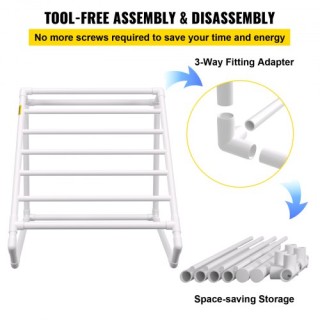 Ράφι Πετσέτας Πισίνας VEVOR, 8 Μπάρες, Λευκό, Ελεύθερο PVC, Περιλαμ...