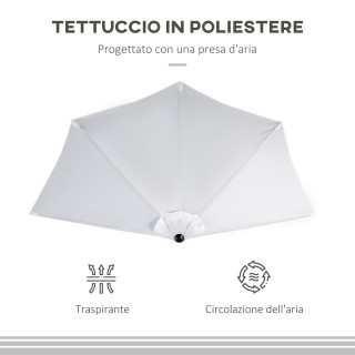 Outsunny Ημικυκλική Ομπρέλα Βεράντας με Μανιβέλα και Δίμερο Κοντάρι...