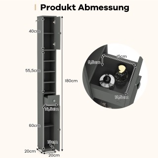 Costway Λεπτή Ντουλάπα Μπάνιου με 2 Πόρτες & 1 Συρτάρι & Ρυθμιζόμεν...