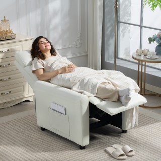 HOMCOM Πολυθρόνα Ανακλινόμενη 135° Μέγ., Ύφασμα Εφέ Λινό, Αφρός, Ατ...