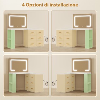 Τουαλέτα με Καθρέπτη και Ρυθμιζόμενα Φώτα LED, 6 Συρτάρια, 2 Ράφια ...