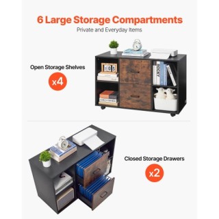 VEVOR Κινητό Ξύλινο Ντουλάπι Αρχείων 100 x 40 x 66 cm με 2 Συρτάρια...