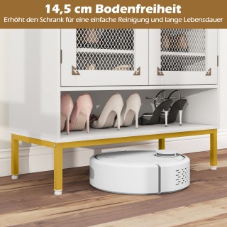 Costway Σύγχρονη Ξύλινη Παπουτσοθήκη με Πόρτες Mesh & Μεταλλικά Πόδ...