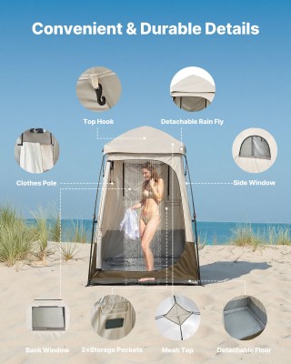 VEVOR Αναδιπλούμενη Σκηνή  Ντους -Αλλαγής με Πασάλους, Σχοινιά και ...