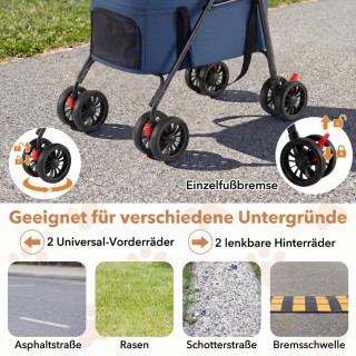 Costway Διπλό αναδιπλούμενο καρότσι κατοικιδίων 3 σε 1 με 2 αποσπώμ...