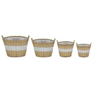 vidaXL Γλάστρες Υπερυψωμένες 4 τεμ. Wicker με Επένδυση Πολυαιθυλενί...